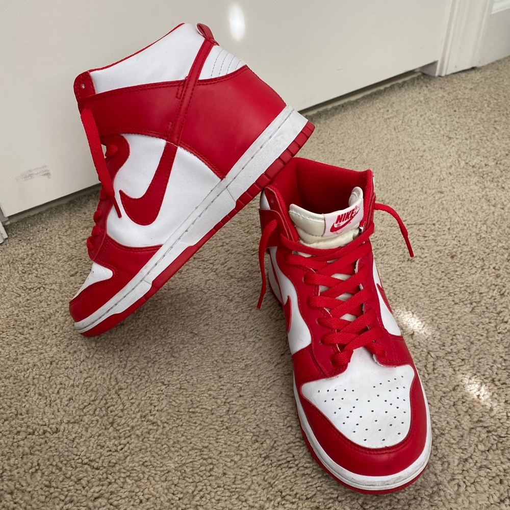 Nike Dunks Red and White colorway